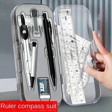 8pcs Geometric School Compass, Mechanical Pencil, Protractor, Ruler And Triangle Ruler Drawing Kit With Storage Box