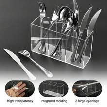 1个透明亚克力餐具架，多格餐具收纳盒，适用于厨房台面，现代简约化妆刷和笔收纳盒，美观家居收纳盒