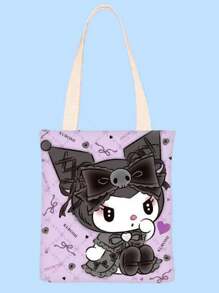 1pc  Tote Bag | Cute Cartoon Print Durable Polyester Reusable Large Capacity Beach Bag, Suitable For Girls, Shopping, Travel And Outdoor Activities, High-Quality Beach Bag, Shopping Accessory, Fun Design, One Side Without Zipper - Multicolor - View 9