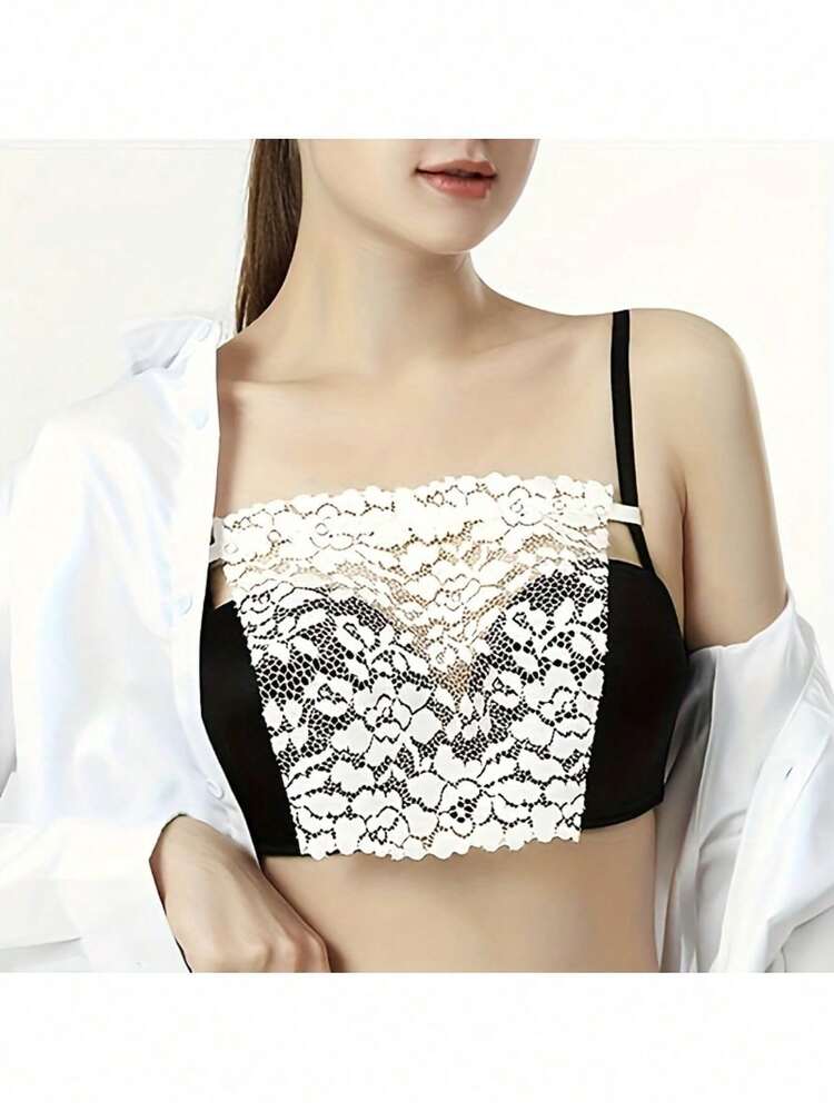 3pcs Elegant Floral Anti-Glare Bra Pads - Fashionable & Comfortable Padded Inserts, Lace Knit Lining, Random Color - Multicolor - View 2