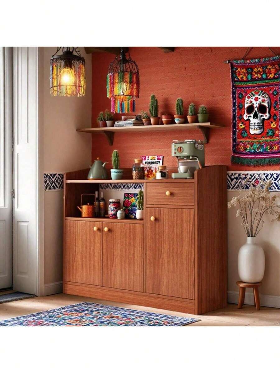 Mueble organizador de cocina minimalista moderno 90cm gabinete amplio color neutro diseño elegante ideal para almacenar utensilios fácil de instalar acabado resistente - tono roble antiguo - Ver 1