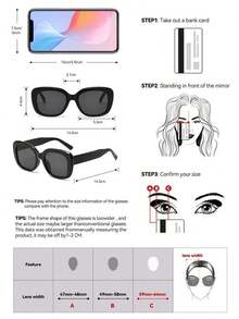 Retro Geometric Frame Black Fashion Fashion Glasses For Women, Classic Plastic Style For Outdoor Travel Beach Holiday Casual Daily Wear, Summer UV-Blocking - 黑色 - 查看 5