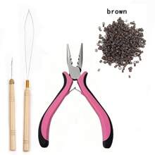 200/500/1000 件微链接发套件,3 件微链接珠工具钳,微链开启器和拆卸工具,适用于微纳米环珠接发或羽毛接发,粉色 - 彩色 - 查看 25