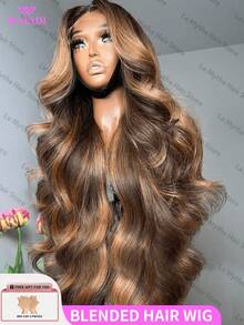 WALSDI 13x4 13x4 蕾丝前部 4x4 5x5 预剪、无胶混合假发 人发混合发 200% 密度 可穿戴 波浪卷发 10-36 英寸 4/27 蜂蜜金色渐变 - 预拔 高清透明混合 人发混合发 纤维假发 适合女性初学者 10-14 英寸鲍勃假发
