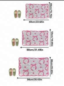 1pc Lovely Bow Design Bathroom Mat Carpet, Sweet & Cute Style Girly Carpet, Soft & Comfortable Faux Wool Carpet, Suitable For Living Room, Bedroom, Closet, Entryway, Kitchen, Bedside, Durable & Dust-Proof