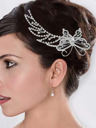 1 pezzo Pettine per capelli alla moda a forma di farfalla, accessorio per capelli da sposa minimalista con strass, accessori per rave