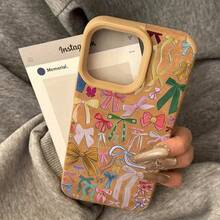 Teléfono con diseño de lazo de grafiti, que ofrece lentes altas, compatible con los modelos X, 15 Plus, 11 Pro, 14, 13, 12, XS y 16. Cuenta con un material suave de piel sintética antimanchas con todo incluido. - Blanco - Ver 6