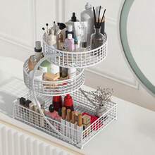 1PCS 3-Tier Cosmetic Storage Rack - No Assembly Required, Bathroom Countertop Storage Rack - Bathroom Storage Rack - Cosmetic Storage Box - Suitable For Bathrooms, Dressing Tables, Countertops, For Storing Cosmetics, Lipsticks, Etc. - Home Gift - 白色 - 查看 8