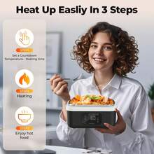 Adult Wireless Electric Heating Lunch Box, 8000mAh Rechargeable Timer Automatic Heating Lunch Box, 1L Portable Self-Heating Food Warmer With Fork And Spoon And Insulated Carrying Bag, Suitable For Office, Picnic, Car And Travel Outdoor Use - 黑色 - 查看 5