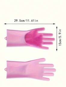 1/2/4 双耐用硅胶仿皮厨房清洁洗碗手套，防水，适用于家务、洗菜、洗碗，厚实耐磨厨房手套 - 彩色 - 查看 3