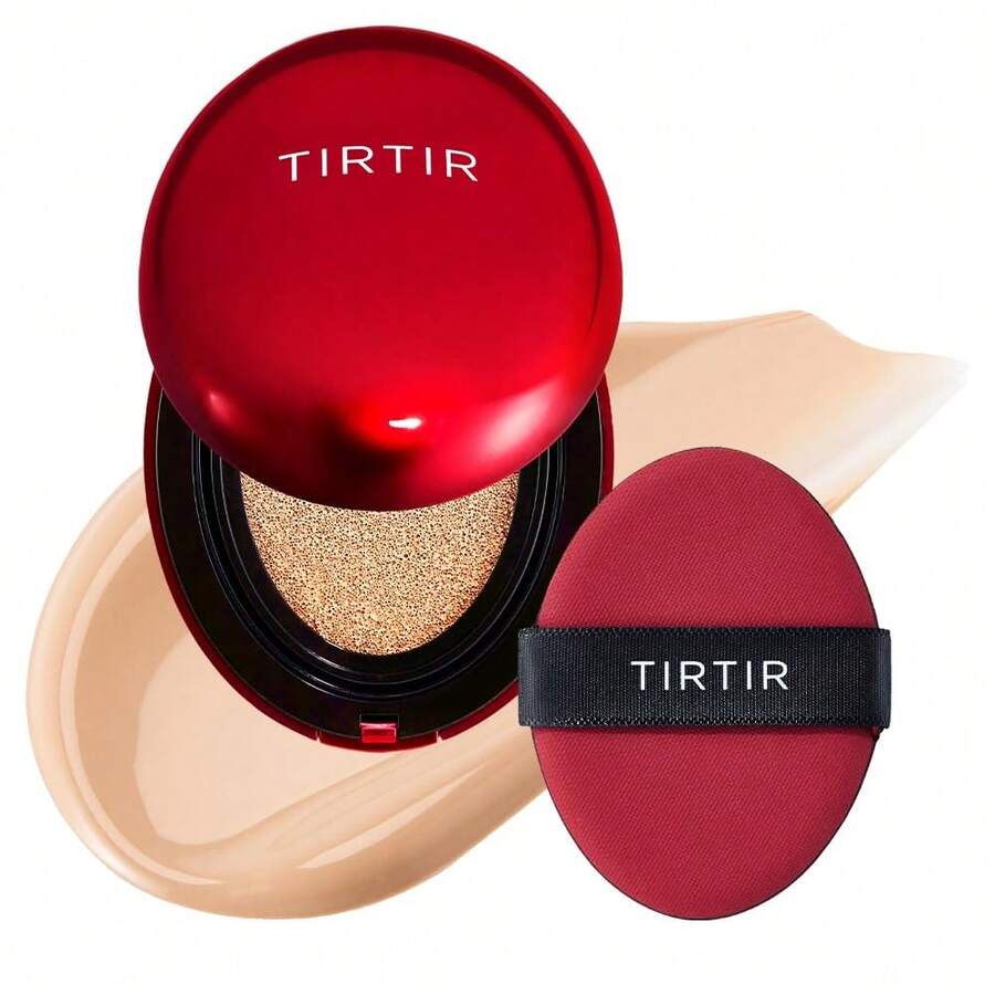 TIRTIR Mask Fit Red Cushion Foundation, #21N Ivory 18g/0.63 Oz, Full Coverage, Weightless, Skin Fit, Satin Glow Finish, Korean Makeup, Beauty, Tattoo Cover Up, Long-Lasting Wear, Hydrating Formula, Oil Control, Anti-Oxidant Properties, Seamless Blend, Suitable For All Skin Types, Korean Makeup, Best Selling Cushion Foundation - 102 Ivory - 查看 1