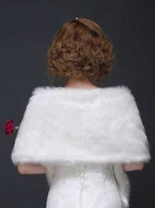 1 件女士优雅蓬松新娘婚礼披肩，柔软人造毛皮白色外套披肩，温暖新娘婚礼围巾披肩，适合新娘婚礼、生日派对、舞会、甜蜜 16 岁、宴会、摄影、圣诞节 - A - 查看 5