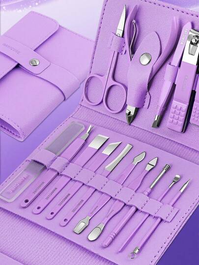 16 Pcs Nail Cutter Set, Stainless Steel Manicure Kit, Manicure Pedicure Cuticle Tool ,Suitable For Home, Workplace, Outdoor Travel, Gift Giving, Beauty Salon