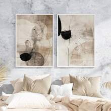 Set Of 2 Abstract Black Beige Wall Art Prints, Minimalistic Art Poster, Industrial Fashion Wall Art, Minimalist Abstract, Japandi Art, No Frame - Multicolor - View 4