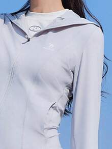 CAMEL CROWN Giacca sportiva da donna, primaverile ed estiva, di moda, casual, versatile, comoda e traspirante, con protezione solare - Luna fredda grigia - Visualizzare 2