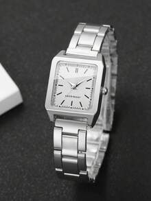 2pcs/Set Women's Fashion Casual Square Dial Quartz Wrist Watch With Steel Band, Stylish & Elegant Timepiece (Watch Box Not Included) - Multicolor - View 8