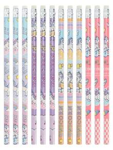 6/12sets Cute Unicorn Fun Pencils And Erasers, Unicorn Style Party Pencils And Erasers Set For Unicorn Theme Party, Birthday Gifts, Christmas Gift Fillings