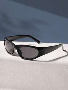 1 PC Women's Acrylic Wrap Shape Y2K Outdoor Cycling Fashion Glasses For Daily Outdoor Sports Use Beach Accessories For Women Glasses Shades Y2KFest Music Fest For Summer Beach Vacation,Outdoor,Travel Street Y2k Style Oversized Wrap Frame For Music Festival Preppy Style For Back To School - Black 2 - 查看 2