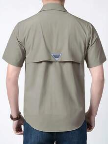 Lightweight Quick-Dry Plus Size Loose Men's Short Sleeve Shirt, Breathable Nylon, Casual Summer Outdoor Wear Sports - Khaki - View 3