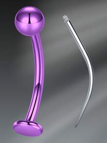 CIZME 2 Pcs/Set Funky Titanium Floating Belly Button Rings Floating Belly Rings Flat Back Belly Rings Flat Back Belly Button Rings Floating Navel Piercing Jewelry Flat Back Internally Threaded Purple Silver Belly Rings With Piercing Taper Piercing Pin Curved Body Piercing Kit,Belly Button Navel Ring Navel Piercing Jewelry Belly Button Rings,14g 8mm 10mm 12mm 14mm Navel Button Ring Studs For Women Men For Daily Decoration - Belly Button Rings - View 8