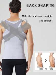 男士压缩无袖衬衫，紧身修身汗衫，适合运动、通勤和分层穿着 - 白色 - 查看 3