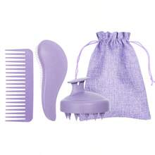 4pcs/Set Wheat Straw Hair Brush Set, Wide Tooth Styling Comb, Silicone Scalp Massage Shampoo Brush