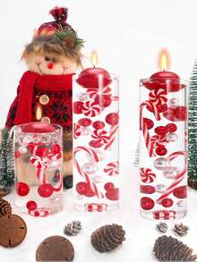 6054 件圣诞花瓶填充装饰 - 红色和白色亮面拐杖糖珠，用于节日中心装饰、餐桌布置、壁炉架或橱窗展示的花瓶填充物 - DIY 工艺品，用于圣诞派对装饰的塑料珠，节日餐桌散布装饰，户外花园庭院照片道具装饰，节日配饰 - 彩色 - 查看 4