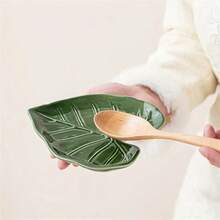 1pc Ceramic Utensil Holder - Kitchen Countertop Spoon Rack - Cute Leaf Design, Multi-Functional Utensil Holder Suitable For Cooking And Spatula - Multicolor - View 5