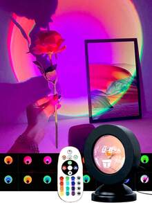 LED Sunset Projector Lamp, Stage Music Festival Decoration Lamp. This LED Sunset Projector Lamp Comes With A Remote Control, Easy To Operate, Supports RGB Transformation. It Is Not Just For Decoration, But Also A Master Of Atmosphere That Understands You. Whether It's A Romantic Surprise For Your Lover, This Sunset Projector Lamp Can Precisely Capture The Sense Of Ceremony In Every Scene.