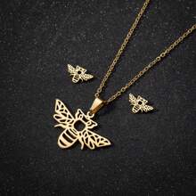 3 Stücke/Set, modische Edelstahl Halsketten-Set für Damen und Paare mit Tierelementen, geeignet für den täglichen Lässig-Stil