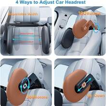 YITUMU Poggiatesta per auto multifunzionale a 3 assi con doppio gancio, cuscino per il collo in memory foam spesso, poggiatesta da viaggio ruotabile a 360°, design a forma di U, adatto per adolescenti e adulti