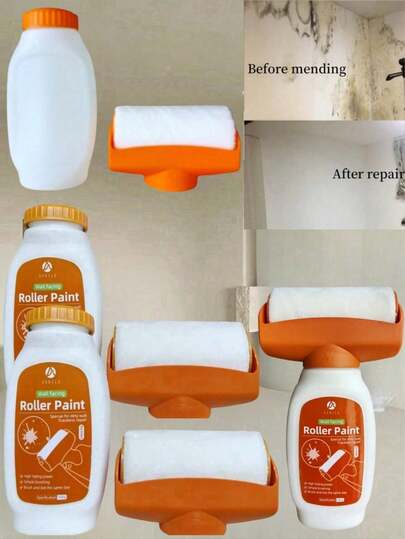 JUE FISH Orange Wall Paint, Comes With Large Roller, Water-Based Latex Paint; White Water-Based Latex Wall Repair & Cleaning Paint For Home Use; Wall Stain Renewal; Suitable As A Gift For Family And Friends For Holidays, Valentine's Day Or Back-To-School Season (Random Shipment Of New And Old Models)