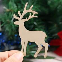 10pcs Unfinished Wooden Deer Shaped Crafts - Unpainted Wooden Deer Shapes, Suitable For Painting, Christmas Tree Decoration And Holiday Decoration