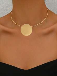 1pc Elegant Minimalist Geometric Square Necklace, Suitable For Women, Retro Minimalist Style, Zinc Alloy, Suitable For Daily And Holiday Wear, All-Season Accessory