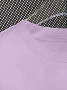 1pc Girls Casual Nashville Print Round Neck Short Sleeve T-Shirt, Summer Student Youth Apparel Musical Style Inspiring Imagination And Self-Expression - Mauve Purple - View 7