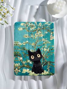 梵高杏色图案黑猫平板电脑保护套，兼容 iPad 9.7/10.2/10.5/10.9/12.9/Pro 11（第十代）、Galaxy Tab S6 Lite 10.4 英寸、Kindle Paperwhite（第十二代，2024 年发布）、Kindle（第十一代，2022 年发布），柔软防震，带智能支架/自动唤醒/睡眠功能 - 彩色 - 查看 3