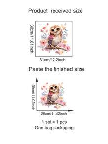 Adesivo da parete affascinante con gufo su un ramo - stampa animale contemporanea autoadesiva, facile da applicare per la decorazione della camera da letto e del soggiorno, gufo, decorazione per la casa, stile contemporaneo, tema animale, forma asimmetrica