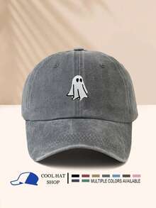 Șapcă vintage ușoară, spălată, cu model fantomă, pălărie unisex, stil camionist, casual, potrivită pentru Halloween, camping, călătorii - culoare negru/vișiniu/albastru/gri/kaki/cafea disponibilă, material respirabil, brodat durabil - fantomă - Vizualizare 19