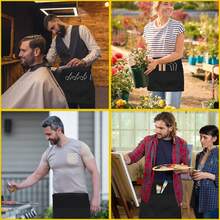 1pc Black Waist Apron For Waiters/Waitresses, With 3 Pockets, Waiter/Waitress Apron For Home, Life, Household Cleaning, Protective Clothing - Black - View 3