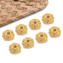 20 件 18K 镀金珠帽花形金属珠端盖黄铜散珠隔珠花丝花形手链珠适用于 DIY 工艺耳环项链珠宝制作 - 彩色 - 查看 10