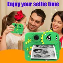 Aparat do natychmiastowych zdjęć dla dzieci, aparat cyfrowy dla dziewczynek i chłopców, prezenty świąteczne i urodzinowe z rolkami papieru i kolorowym długopisem, aparat natychmiastowy dla dzieci, idealna zabawka do zdjęć podróżnych, rozwijająca kreatywność i zabawę, aparat zabawkowy