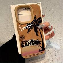 Funda de alta calidad para phone con diseño de atardecer, coco y mar. Compatible con phone XS, 14 Plus, 11 Pro, 15, 12, 16 y 13. Funda de piel sintética suave y resistente. - Colores mixtos 1 - Ver 1