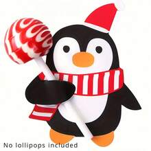 100pcs Festive Christmas Lollipop Cards - Santa, Penguin & Snowman Designs With Red & White Checkered Bows, Perfect For Holiday Gifts, Party Favors, And Classroom Exchanges, Christmas Decorations(10/50/100pcs)
