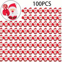 100pcs Festive Christmas Lollipop Cards - Santa, Penguin & Snowman Designs With Red & White Checkered Bows, Perfect For Holiday Gifts, Party Favors, And Classroom Exchanges, Christmas Decorations(10/50/100pcs)