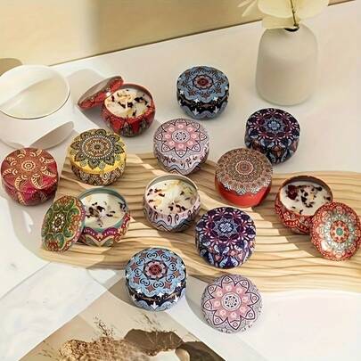 52 piezas/8 sets Juego de fabricación de velas en frasco redondo, capacidad de 2.2 onzas, material de metal, adecuado para manualidades de velas DIY, decoración del hogar, recipiente de almacenamiento, amantes de las manualidades y entusiastas de la decoración del hogar, que incluye 8 frascos vacíos, 16 mechas de vela, 8 soportes de fijación y 20 pegatinas