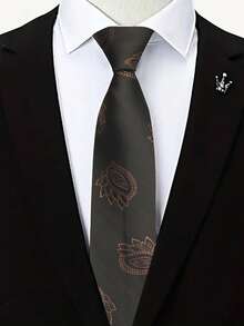 1pc Extra Large Paisley Pattern Handmade Unisex Necktie, Suitable For Casual, Street, Party, Wedding - Multicolor - View 3