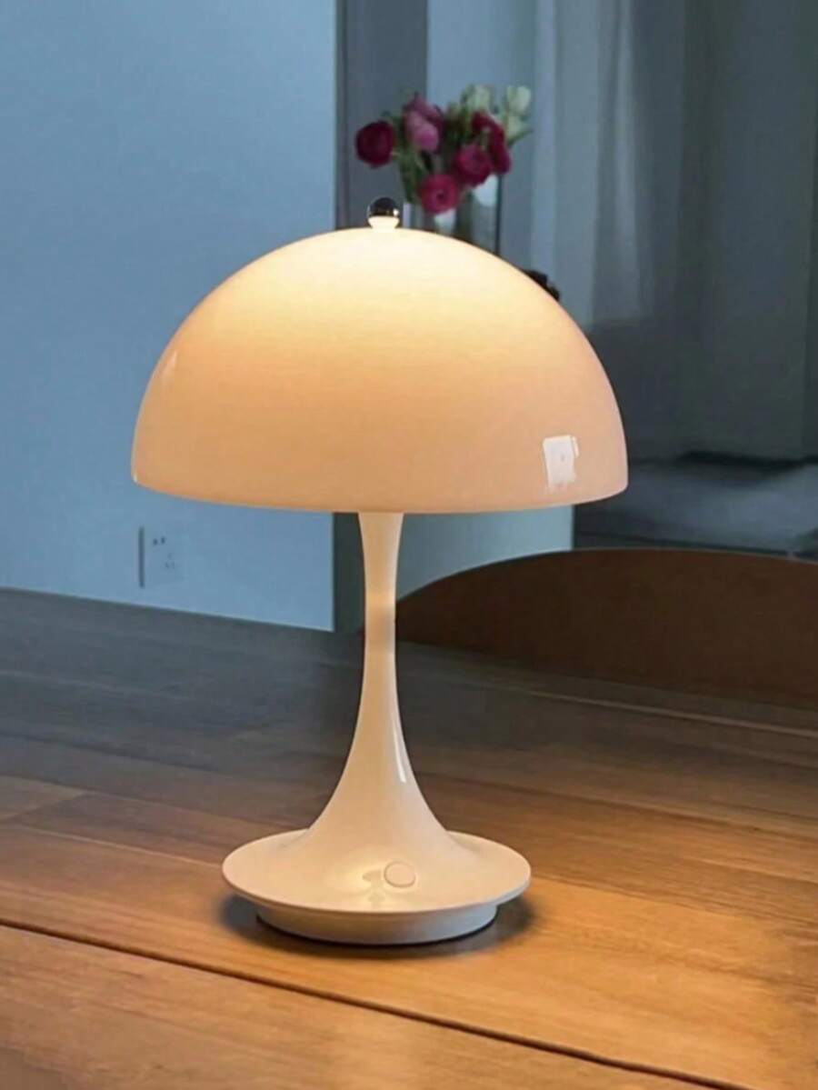 1 pieza Lámpara de seta inalámbrica con sensor táctil, 3 temperaturas de color y regulable, portátil, adecuada para decoración de habitaciones/comedor/exterior/camping/decoración del hogar - Lámpara de mesa inalámbrica tipo hongo - Ver 1