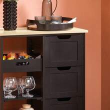 SoBuy FKW79-HG, Kitchen Trolley Cart Kitchen Storage Trolley Serving Trolley With 3 Drawers And Removable Tray, Grey - Black - View 5