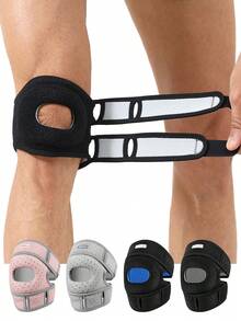 Vilico 1pc Blue, Black, Gray, Pink Double Strap Compression Knee Brace, Perforated Design, Unisex, Suitable For Sports, Outdoor Running, Skipping, Fitness, Protects Knees And Meniscus, Professional Sports Knee Support - Multicolor - View 2