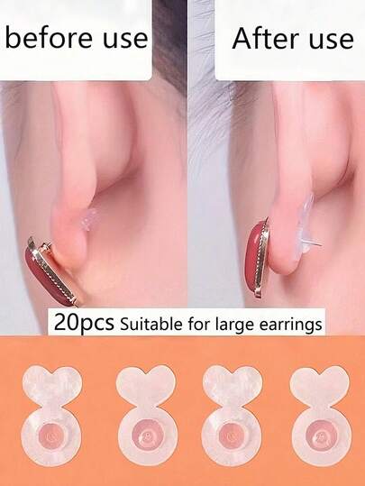 20pcs Earring Backs, For Heavy Earrings, Invisible Lift Pads, For Non-Drooping Earlobes, Safety Earring Lifters, For Studs And Hanging Earrings, Women Earrings